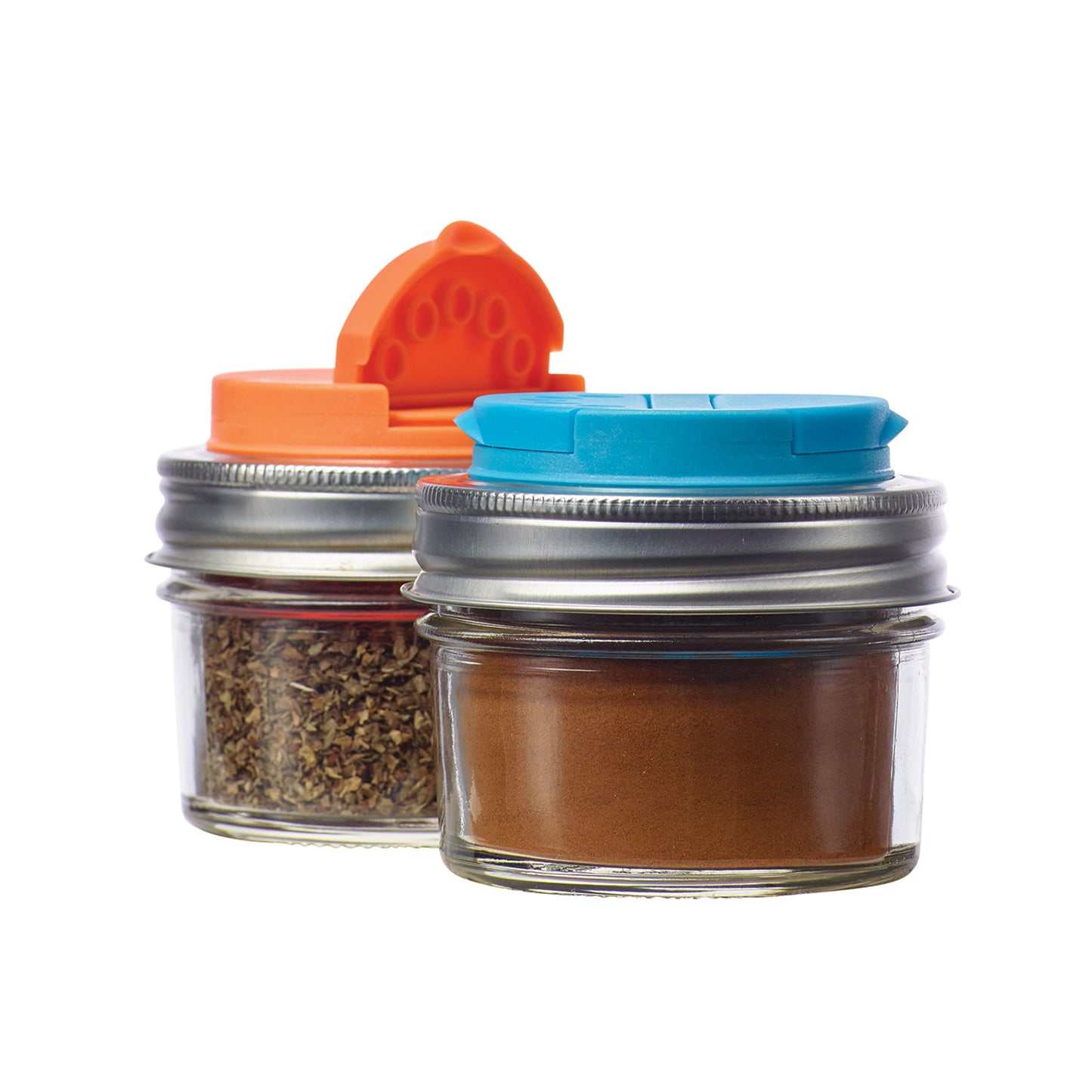 MASON JAR SPICE LIDS, ORANGE & BLUE