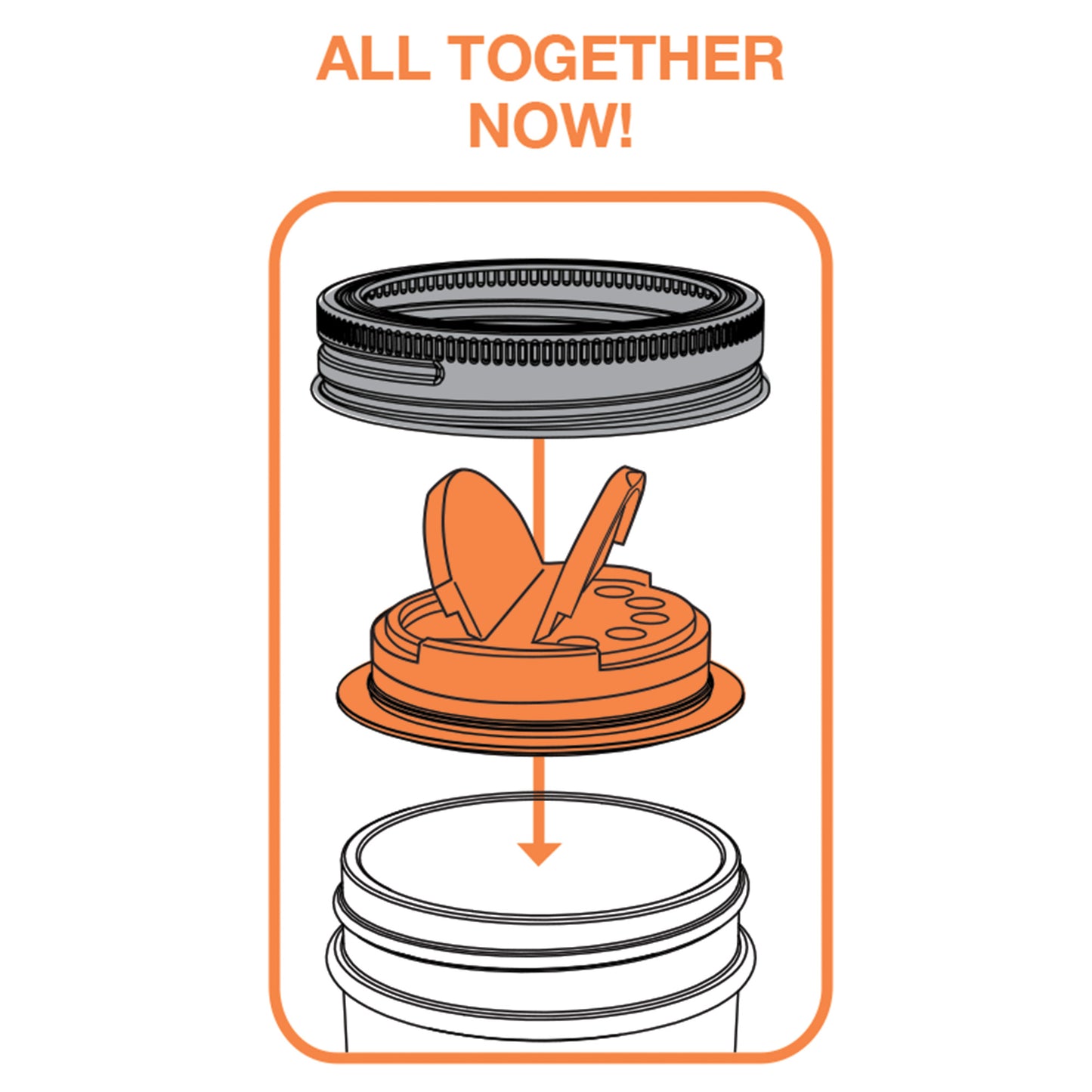 MASON JAR SPICE LIDS, ORANGE & BLUE