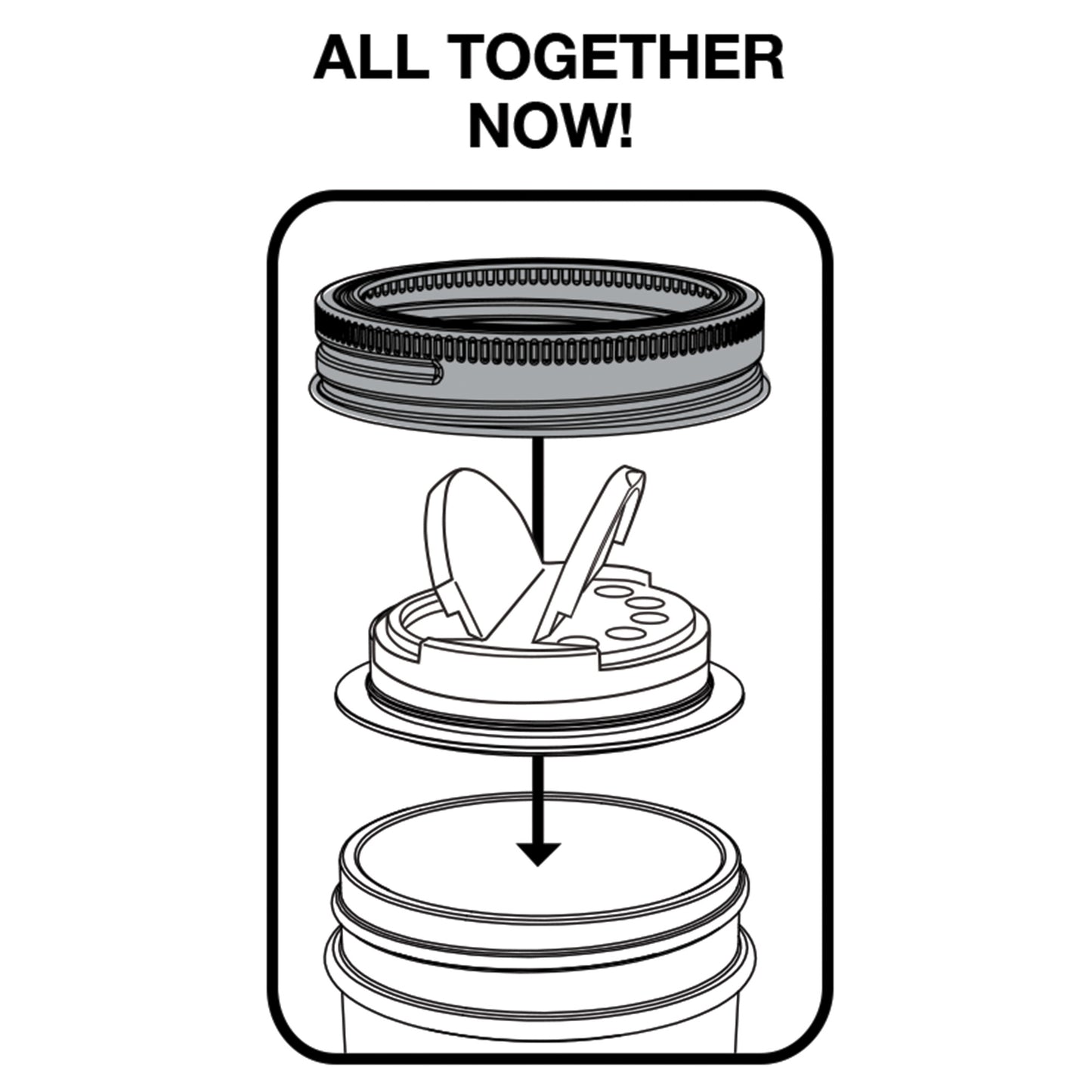 MASON JAR SPICE LIDS, WHITE & BLACK