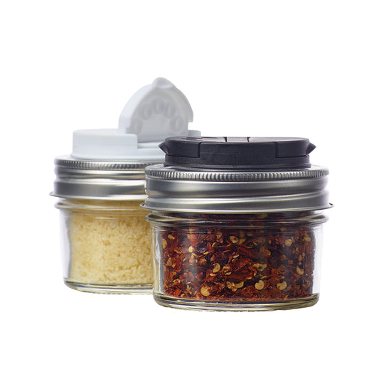MASON JAR SPICE LIDS, WHITE & BLACK